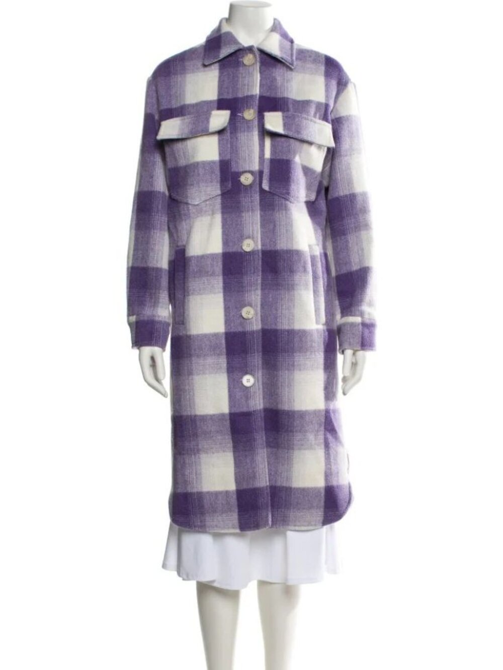 Apparis Lavender and White Plaid Coat